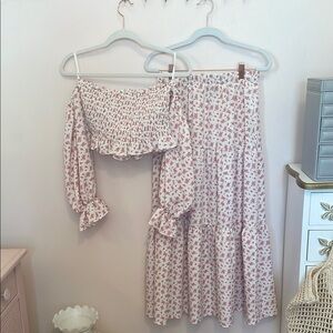 SHEIN Pink Maxi A-Line Skirt Set